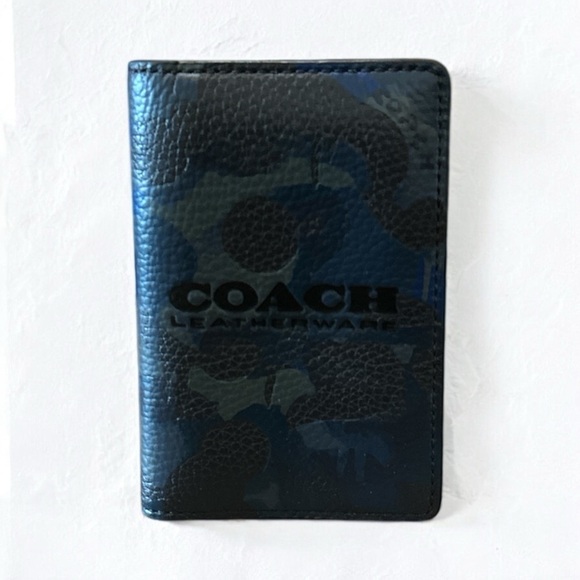 Coach Slim Billfold Wallet With Camo Print – Blue/Black Leather - Picture 1 of 5